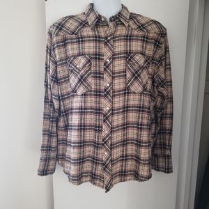 Wrangler Pearl Snap Flannel Western Shirt